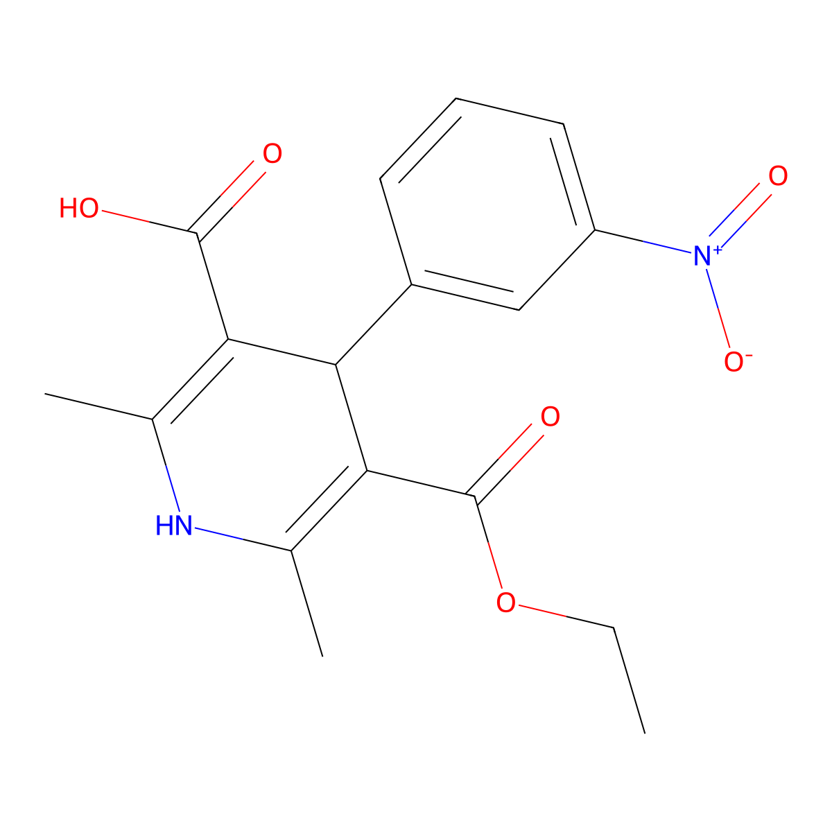 3-Ethyl 1,4-dihydro-2,6-dimethyl-4-(3-nitrophenyl)-3,5-pyridinedicarboxylate molecular structure, CAS 74936-73-5