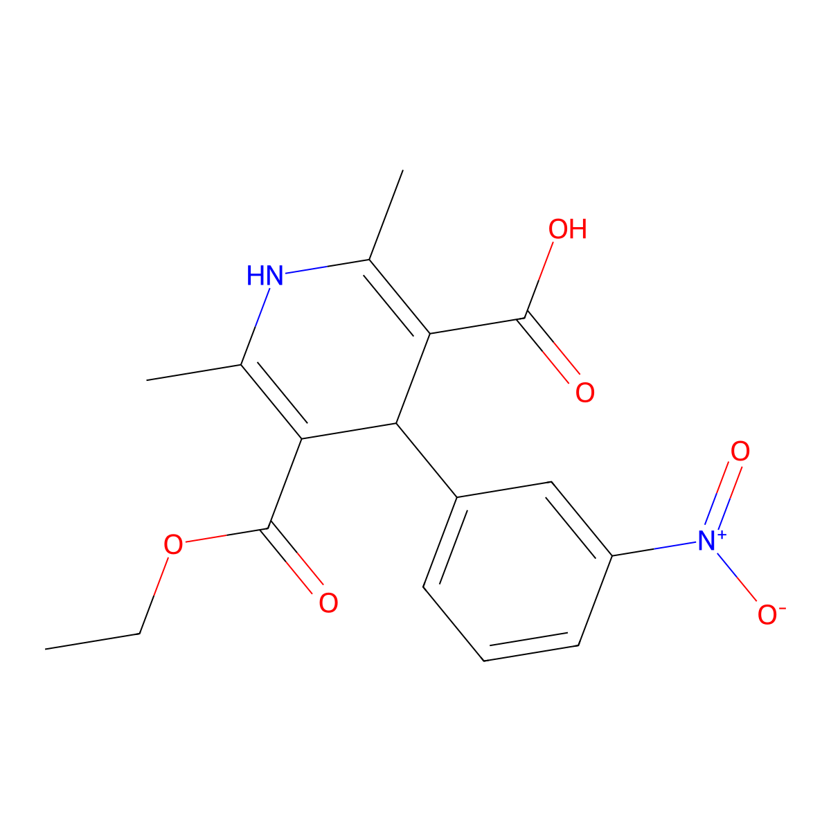 3-Ethyl 1,4-dihydro-2,6-dimethyl-4-(3-nitrophenyl)-3,5-pyridinedicarboxylate molecular structure, CAS 74936-73-5