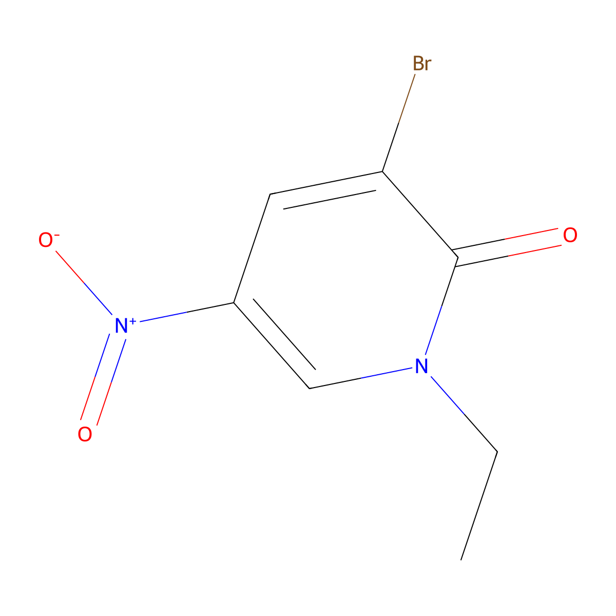 3-bromo-1-ethyl-5-nitropyridin-2(1H)-one molecular structure, CAS 74937-42-1