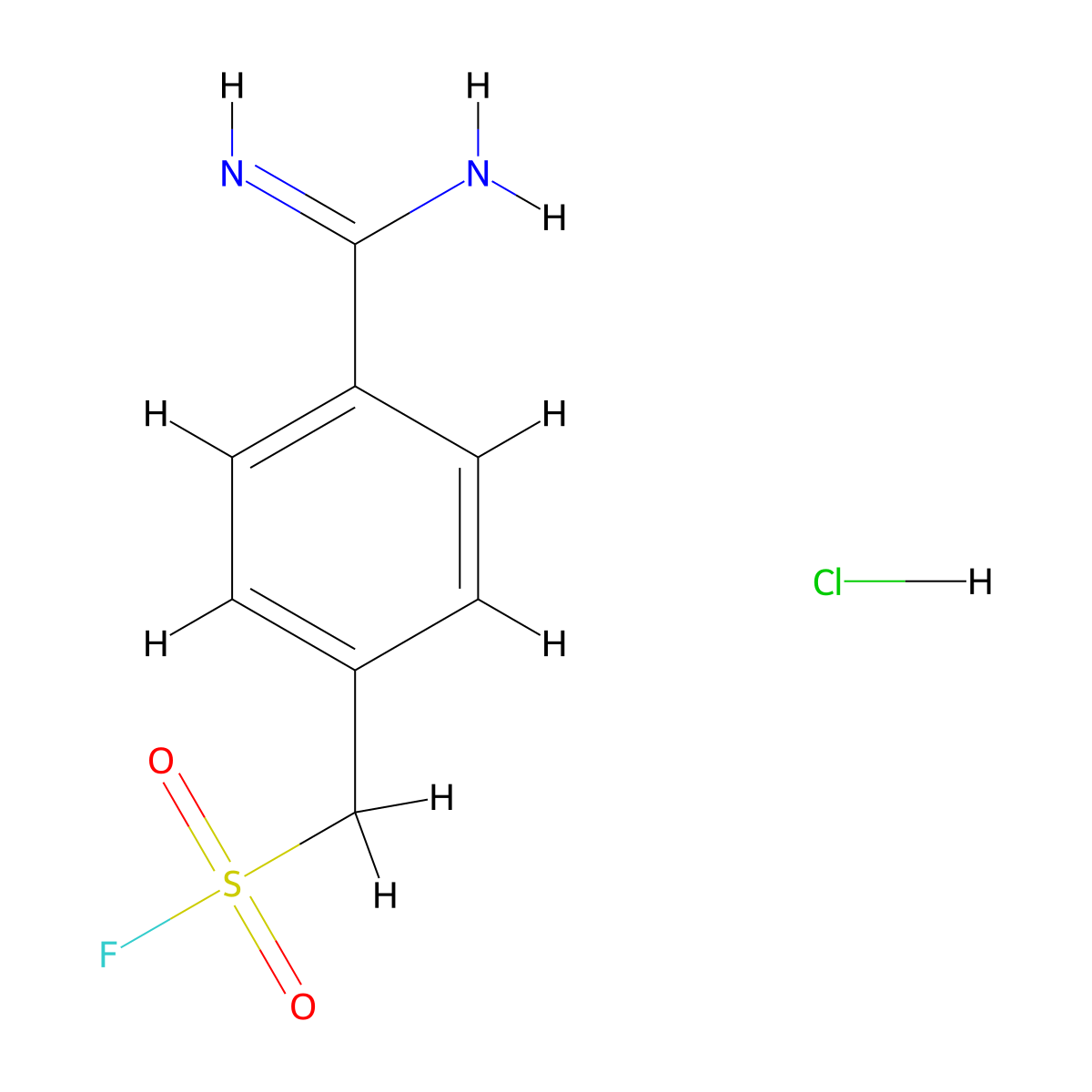 4-Amidinophenylmethanesulfonyl fluoride hydrochloride molecular structure, CAS 74938-88-8