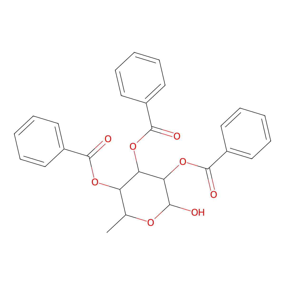 2,3,4-Tri-O-benzoyl-6-deoxyhexopyranose molecular structure, CAS 7494-44-2
