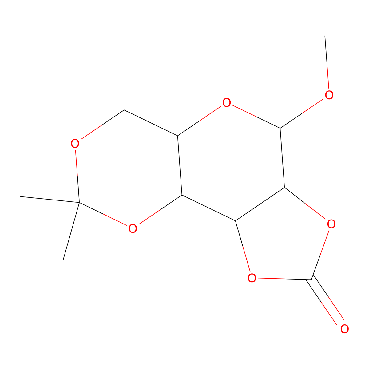 7-Methoxy-12,12-dimethyl-3,5,8,11,13-pentaoxatricyclo[7.4.0.02,6]tridecan-4-one molecular structure, CAS 74948-73-5