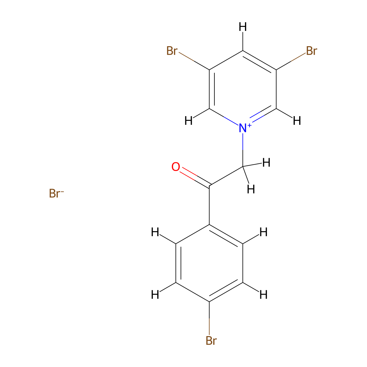 3,5-Dibromo-1-(2-(4-bromophenyl)-2-oxoethyl)pyridin-1-ium bromide molecular structure, CAS 7495-29-6