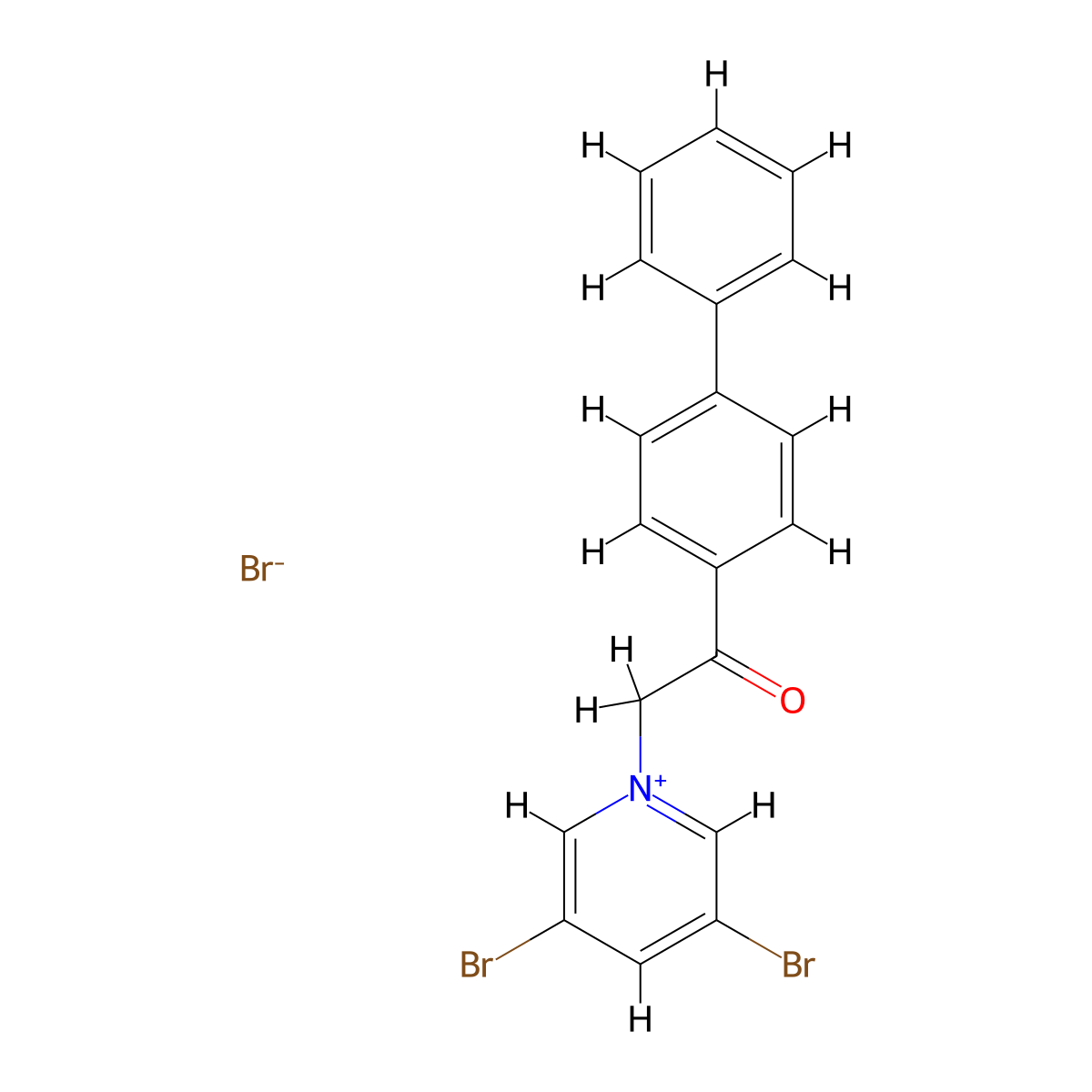 2-(3,5-Dibromopyridin-1-ium-1-yl)-1-(4-phenylphenyl)ethanone bromide molecular structure, CAS 7495-30-9