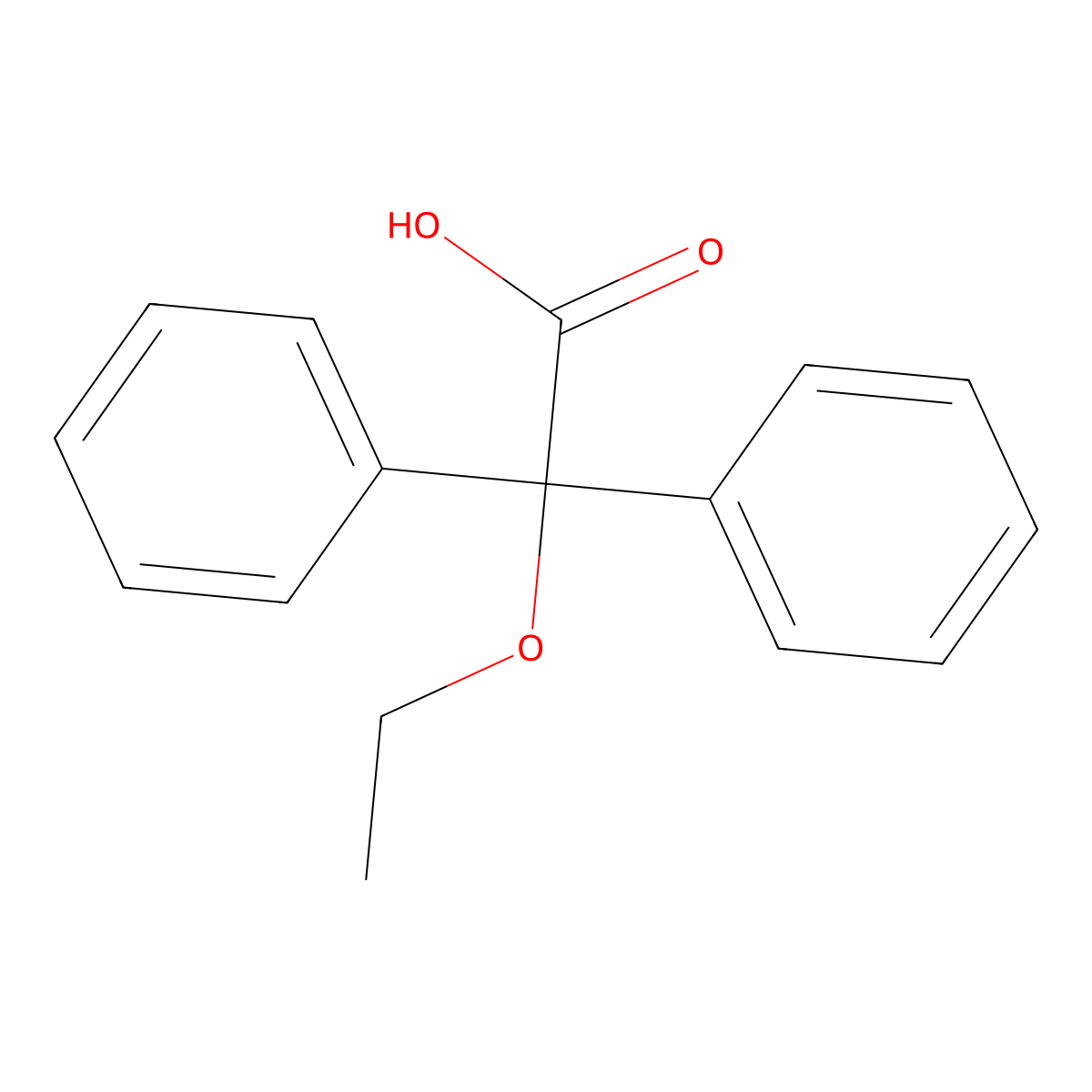 Ethoxydiphenylacetic acid molecular structure, CAS 7495-45-6