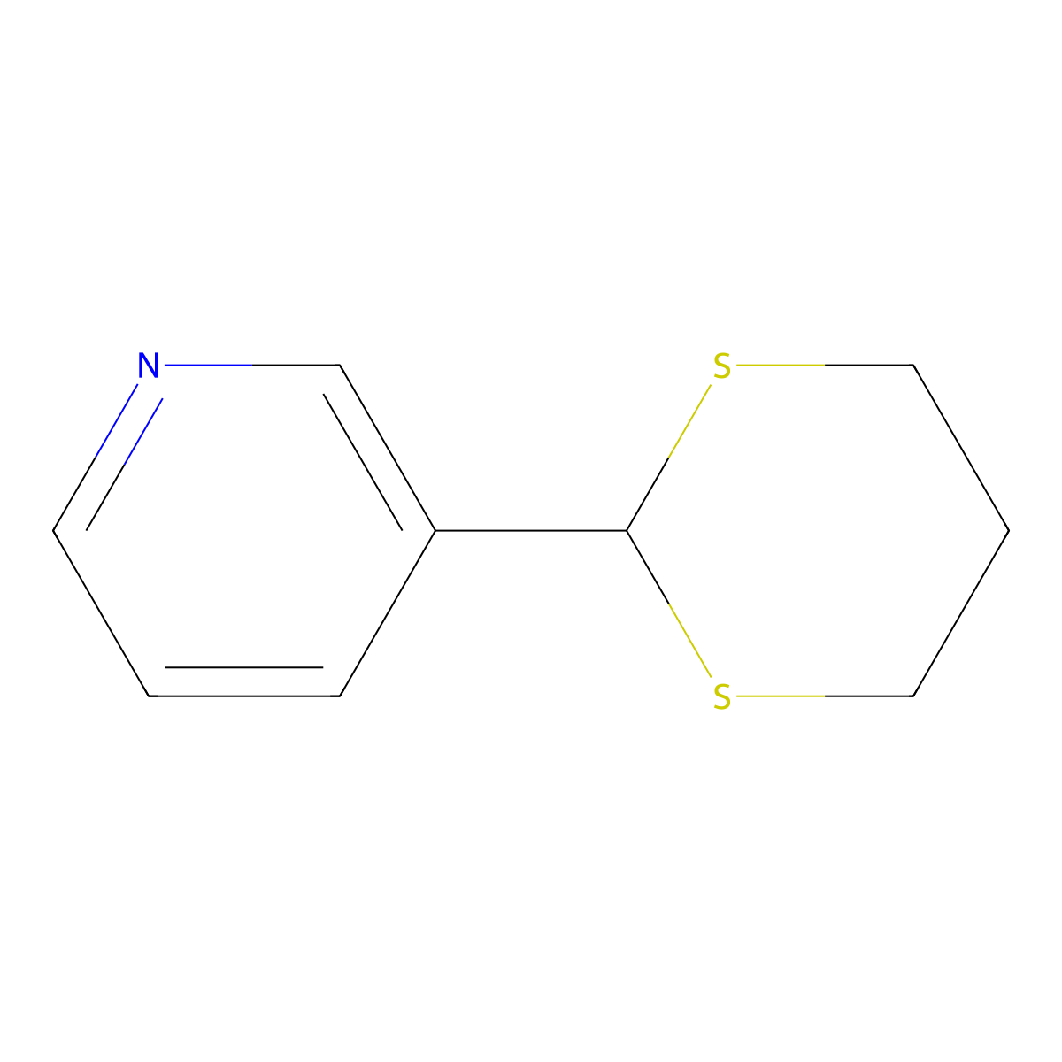 3-(1,3-Dithian-2-yl)pyridine molecular structure, CAS 74954-95-3