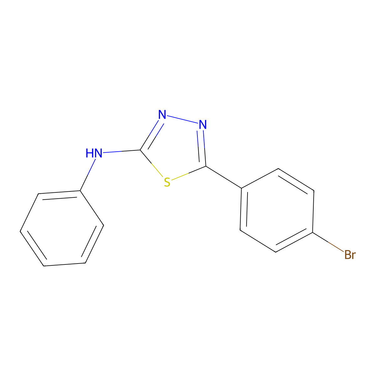 5-(4-bromophenyl)-N-phenyl-1,3,4-thiadiazol-2-amine molecular structure, CAS 74959-54-9