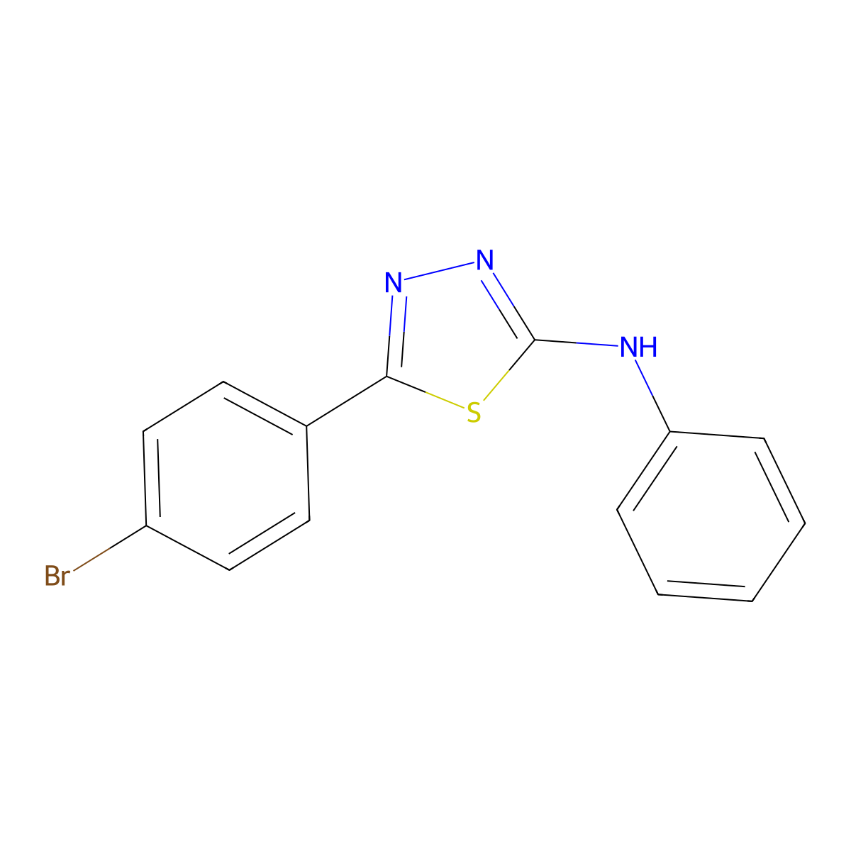 5-(4-bromophenyl)-N-phenyl-1,3,4-thiadiazol-2-amine molecular structure, CAS 74959-54-9