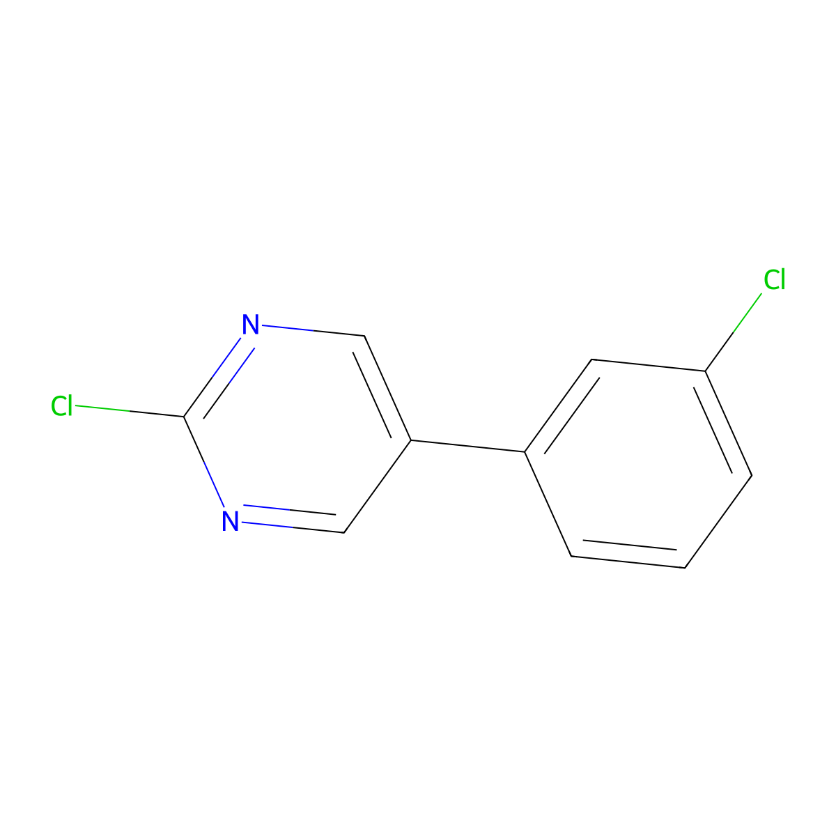 2-chloro-5-(3-chlorophenyl)Pyrimidine molecular structure, CAS 74963-13-6