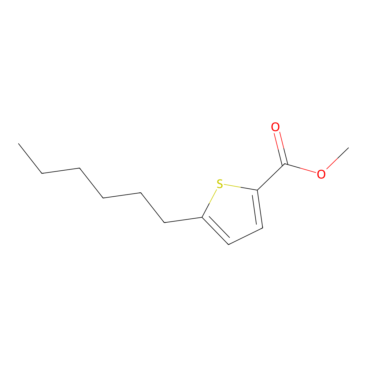 Methyl 5-hexylthiophene-2-carboxylate molecular structure, CAS 74965-79-0