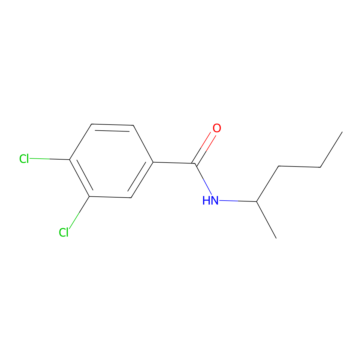 3,4-dichloro-N-(pentan-2-yl)benzamide molecular structure, CAS 7497-07-6