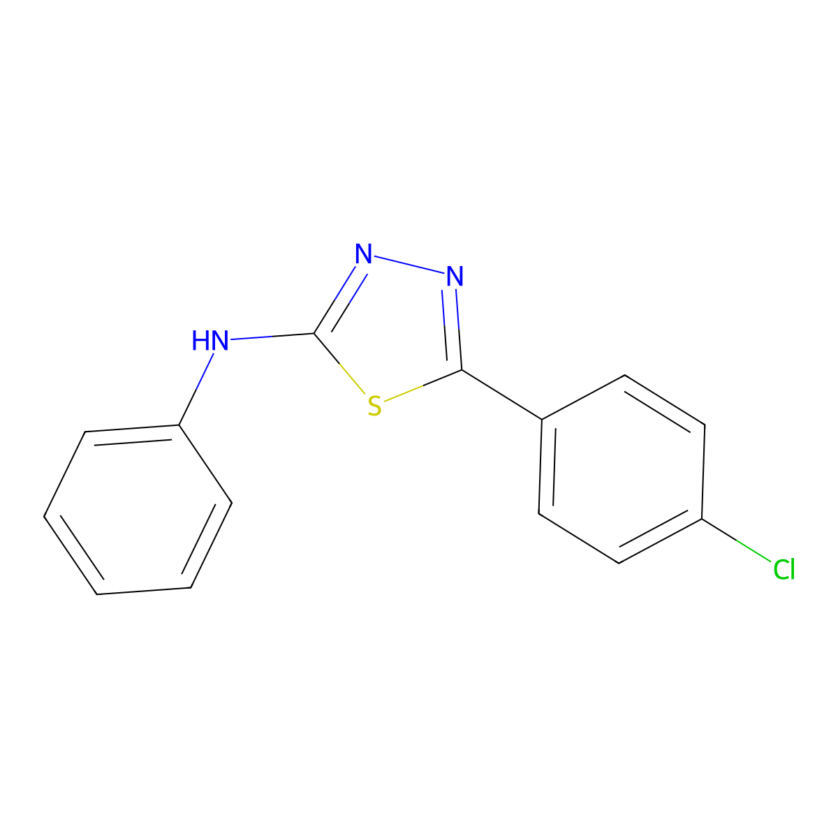 5-(4-chlorophenyl)-N-phenyl-1,3,4-thiadiazol-2-amine molecular structure, CAS 74970-91-5