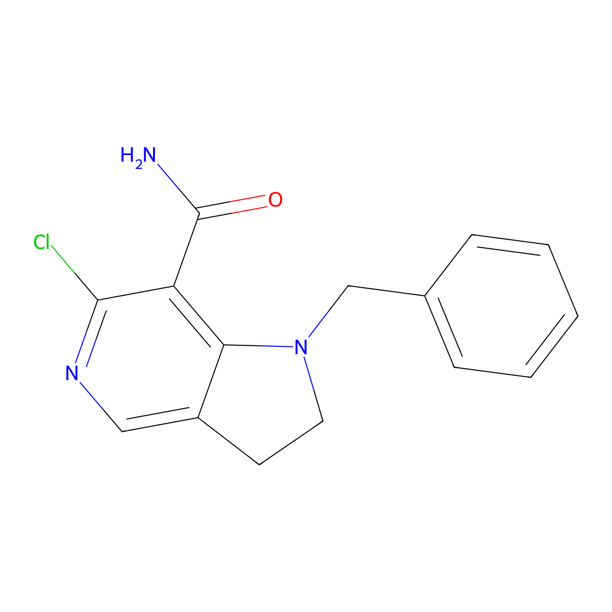 1-benzyl-6-chloro-2,3-dihydro-1H-pyrrolo[3,2-c]pyridine-7-carboxamide molecular structure, CAS 74976-29-7