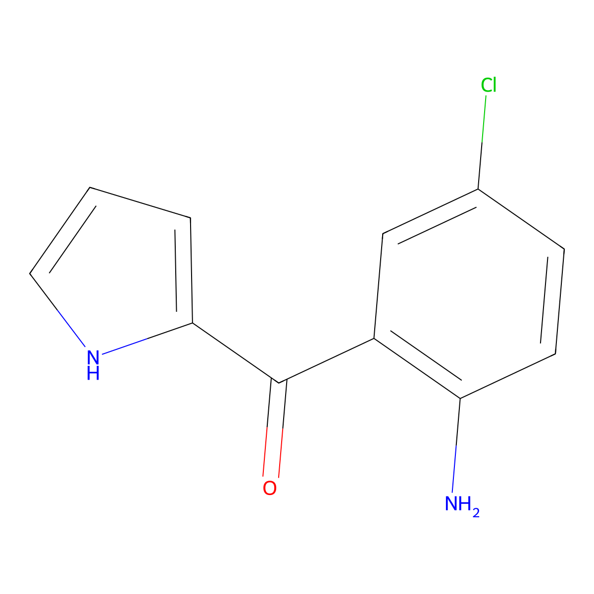 (2-Amino-5-chlorophenyl)(1H-pyrrol-2-yl)methanone molecular structure, CAS 74978-28-2
