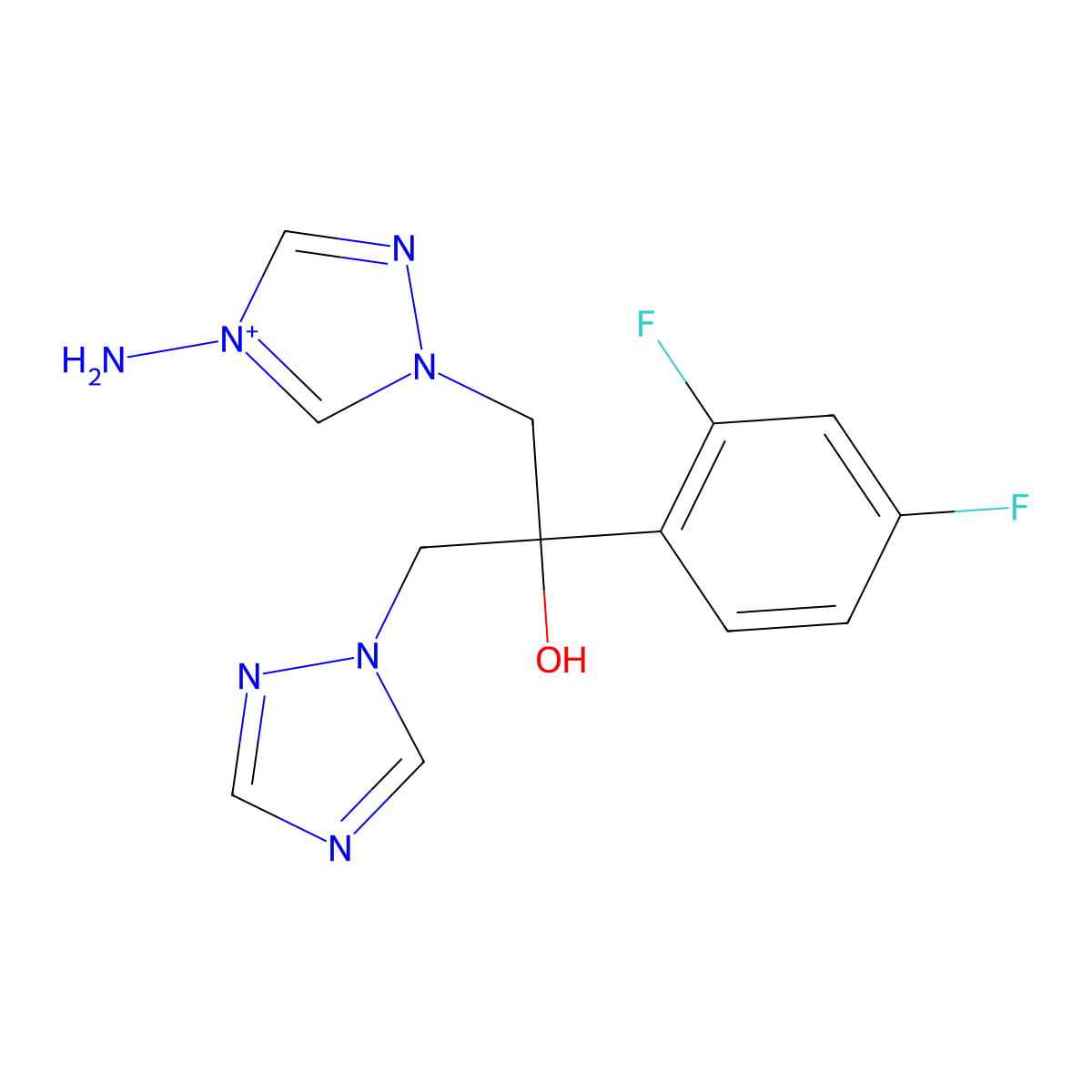 4-Amino-1-2-(2,4-difluorophenyl)-2-hydroxy-3(1H-1,2,4-triazol-1-yl)propyl)-4H-1,2,4-triazolium ion molecular structure, CAS 749821-19-0