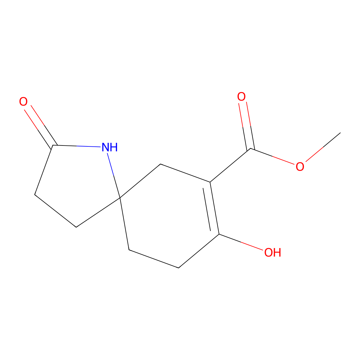 Methyl 8-hydroxy-2-oxo-1-azaspiro[4.5]dec-7-ene-7-carboxylate molecular structure, CAS 749861-28-7