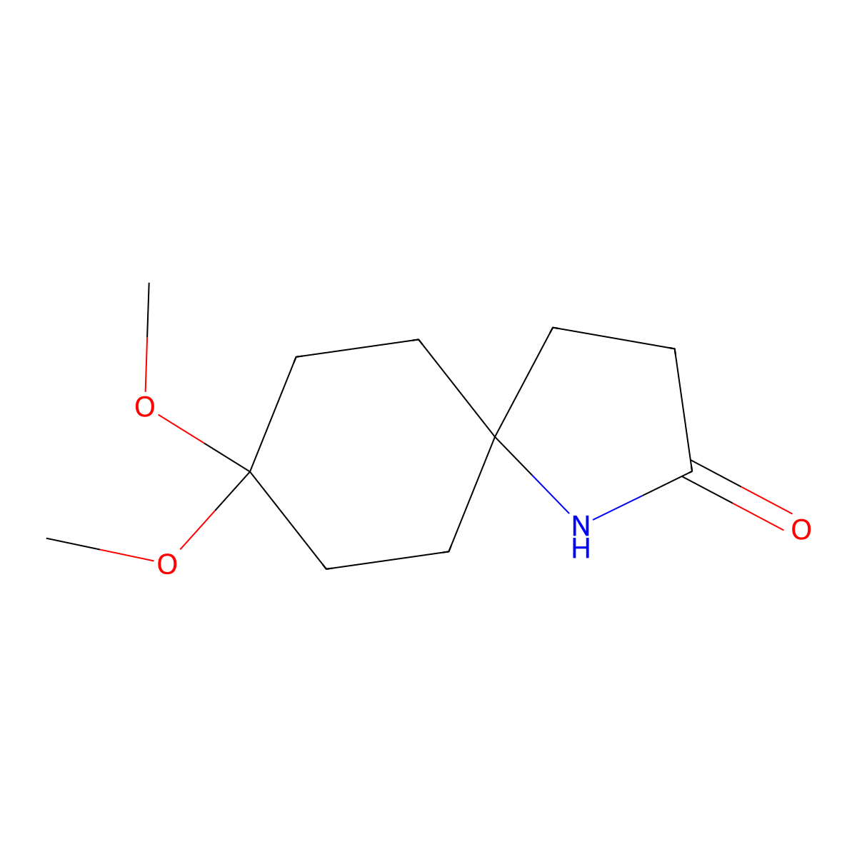 8,8-Dimethoxy-1-azaspiro[4.5]decan-2-one molecular structure, CAS 749861-31-2