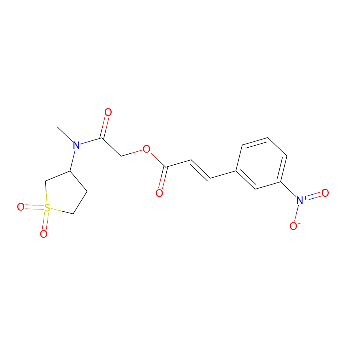 2-((1,1-Dioxidotetrahydrothiophen-3-yl)(methyl)amino)-2-oxoethyl 3-(3-nitrophenyl)acrylate molecular structure, CAS 749872-43-3