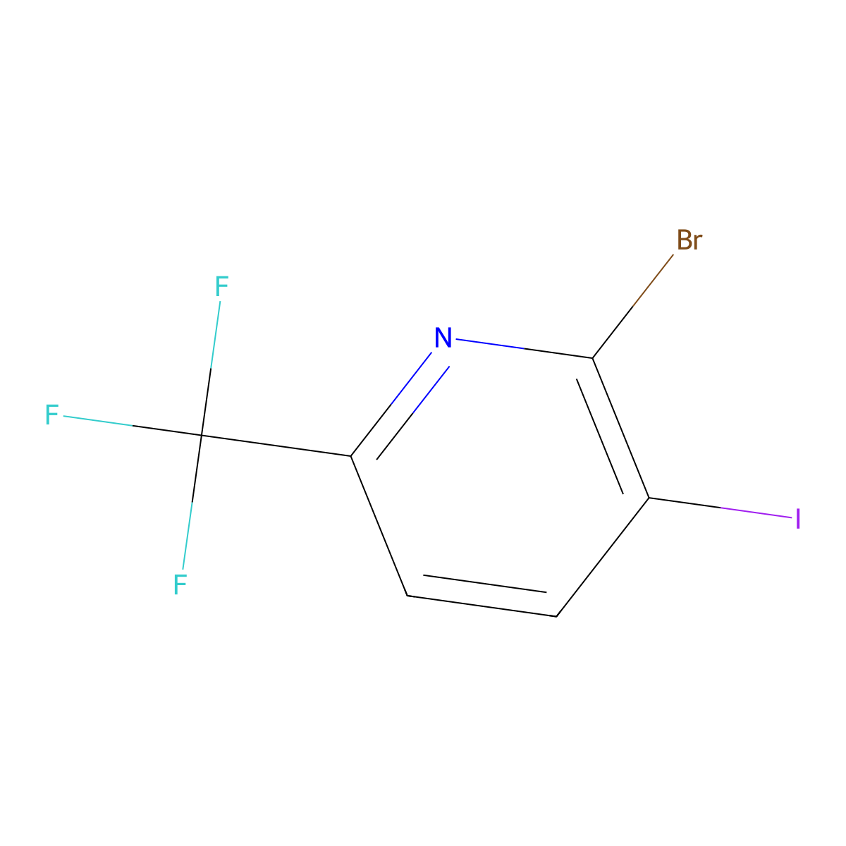 2-Bromo-3-iodo-6-(trifluoromethyl)pyridine molecular structure, CAS 749875-08-9