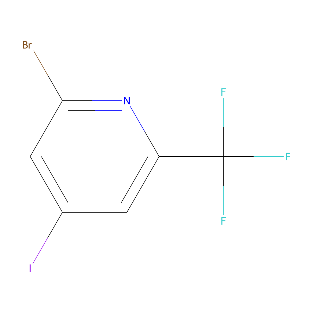 2-Bromo-4-iodo-6-(trifluoromethyl)pyridine molecular structure, CAS 749875-09-0