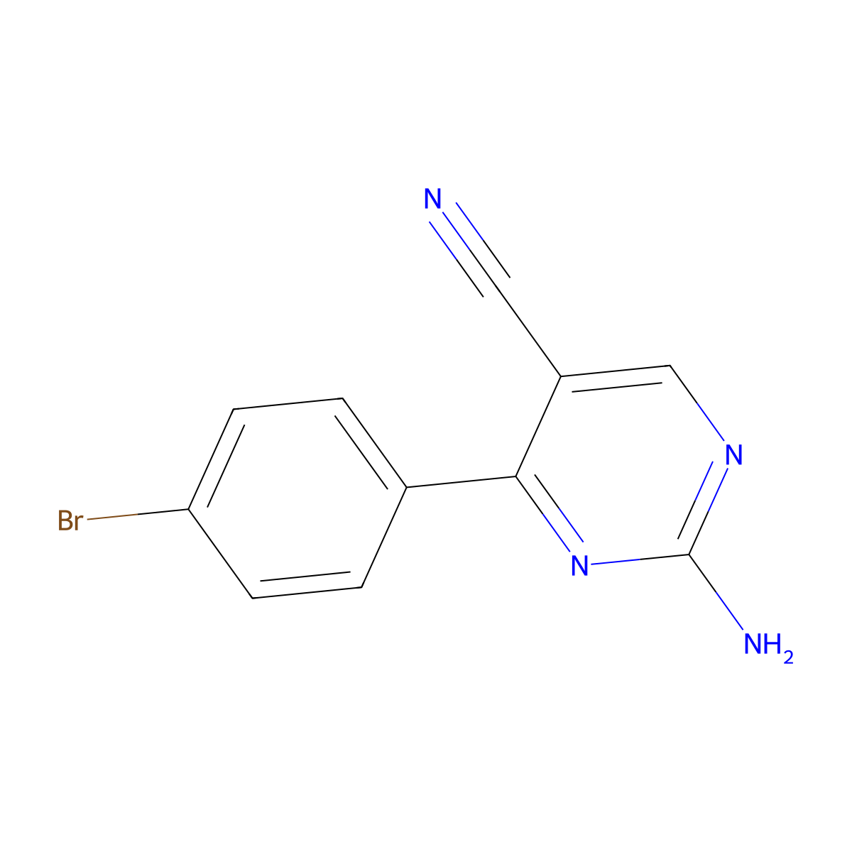 2-Amino-4-(4-bromophenyl)-5-pyrimidinecarbonitrile molecular structure, CAS 749885-93-6