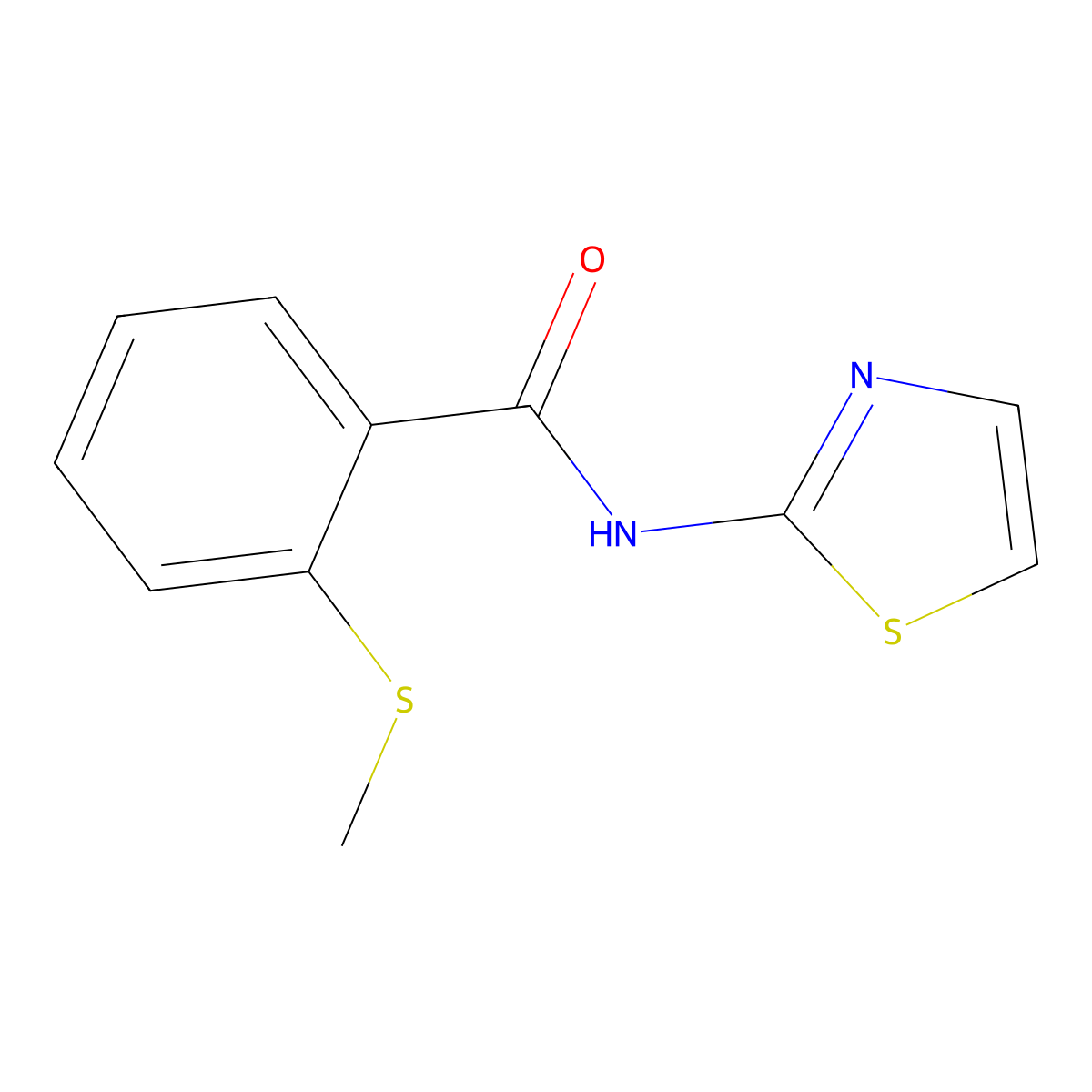 2-(methylsulfanyl)-N-(1,3-thiazol-2-yl)benzamide molecular structure, CAS 749887-64-7