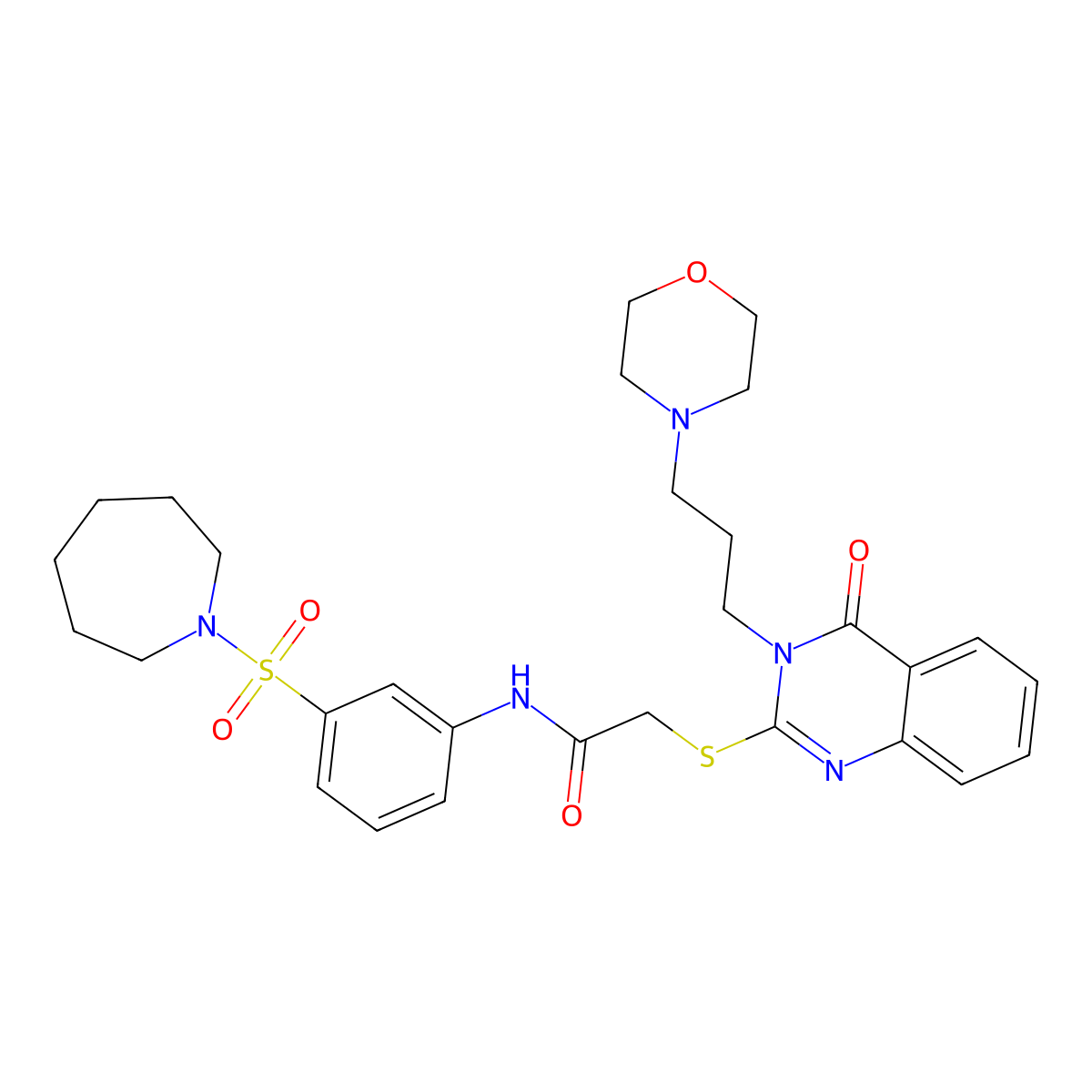 N-[3-(Azepane-1-sulfonyl)phenyl]-2-({3-[3-(morpholin-4-yl)propyl]-4-oxo-3,4-dihydroquinazolin-2-yl}sulfanyl)acetamide molecular structure, CAS 749889-38-1