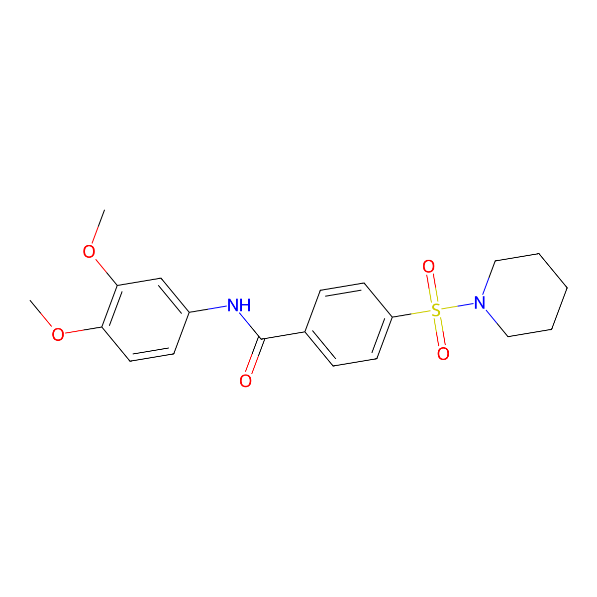 N-(3,4-dimethoxyphenyl)-4-piperidin-1-ylsulfonylbenzamide molecular structure, CAS 749893-82-1