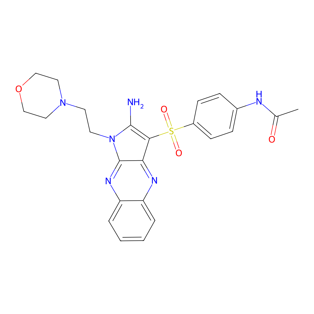 N-[4-({2-amino-1-[2-(morpholin-4-yl)ethyl]-1H-pyrrolo[2,3-b]quinoxalin-3-yl}sulfonyl)phenyl]acetamide molecular structure, CAS 749896-51-3