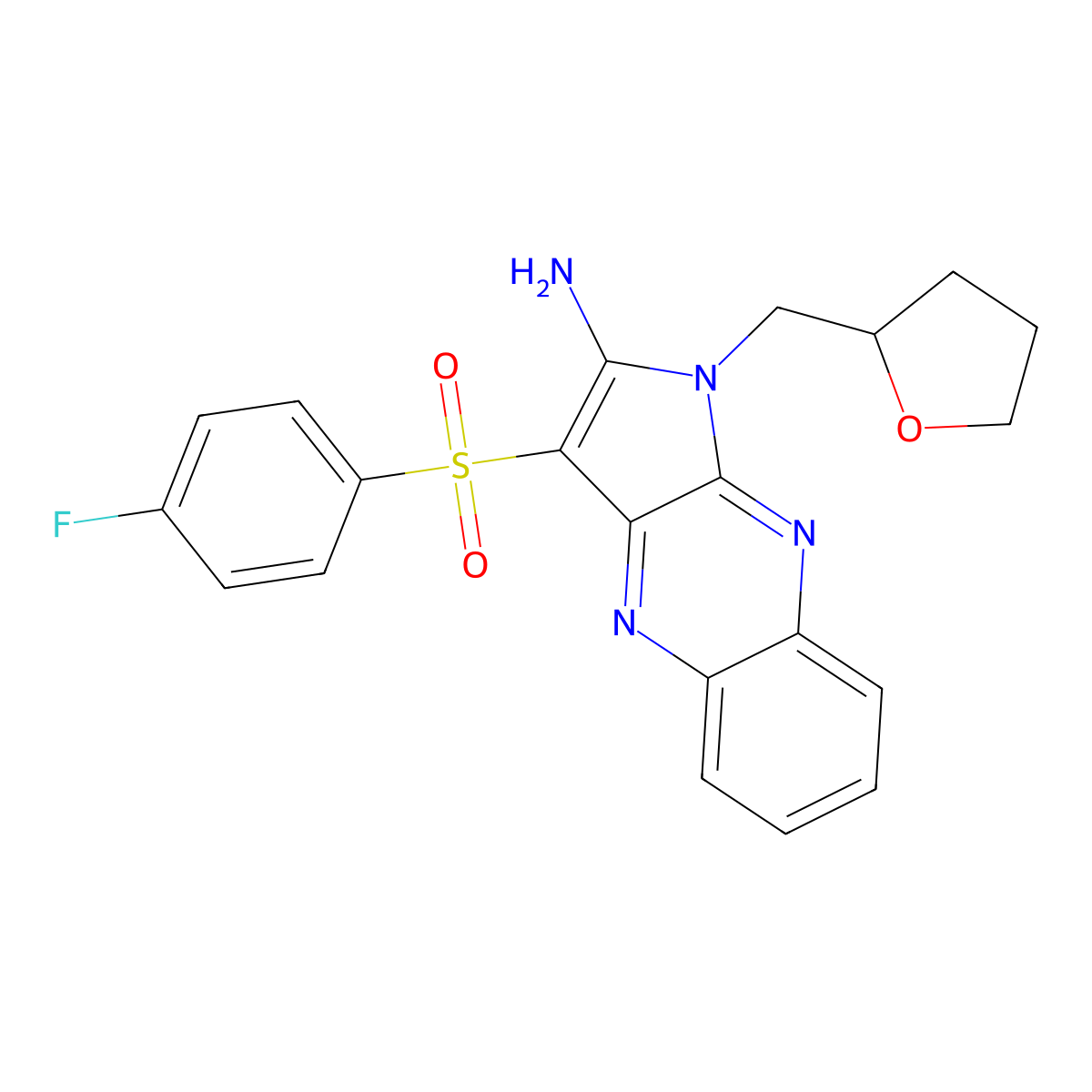 3-[(4-fluorophenyl)sulfonyl]-1-(tetrahydrofuran-2-ylmethyl)-1H-pyrrolo[2,3-b]quinoxalin-2-amine molecular structure, CAS 749896-71-7