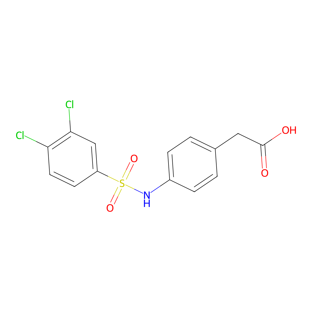 (4-{[(3,4-Dichlorophenyl)sulfonyl]amino}phenyl)acetic acid molecular structure, CAS 749896-75-1