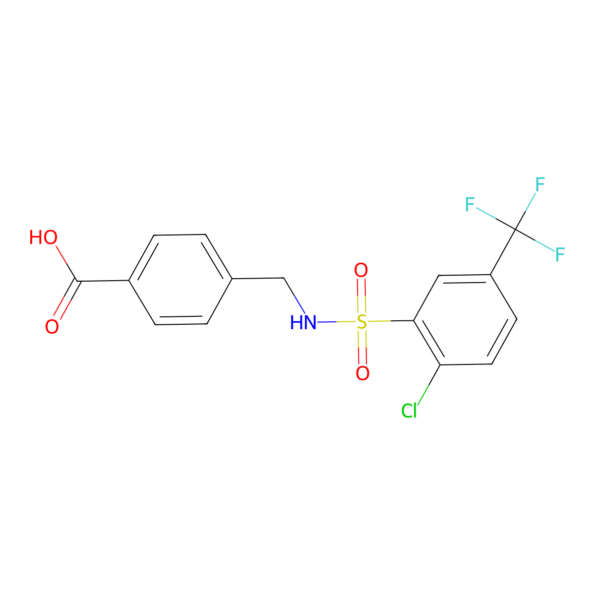 4-[2-Chloro-5-(trifluoromethyl)benzenesulfonamidomethyl]benzoic acid molecular structure, CAS 749897-01-6