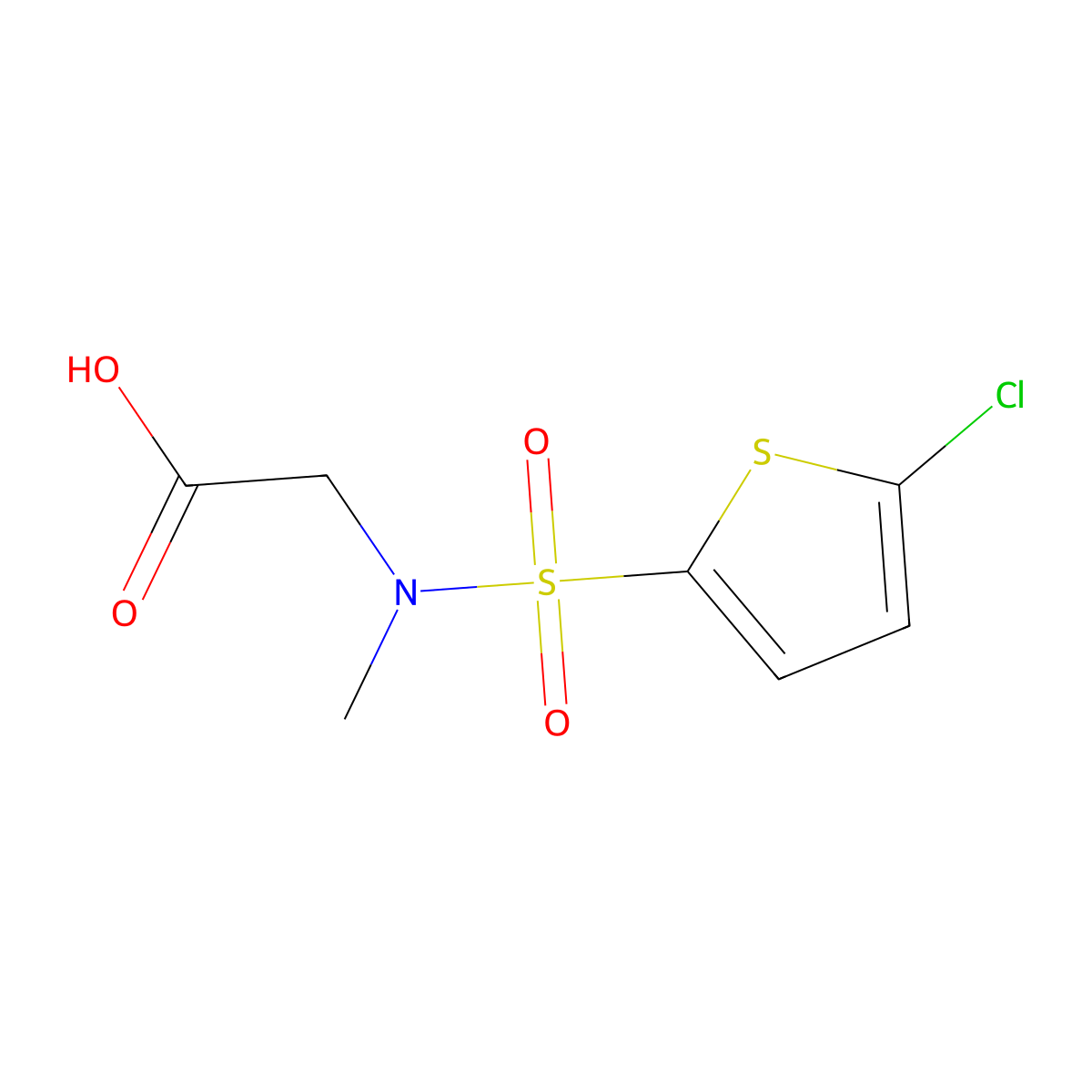 2-(N-methyl-5-chlorothiophene-2-sulfonamido)acetic acid molecular structure, CAS 749897-58-3