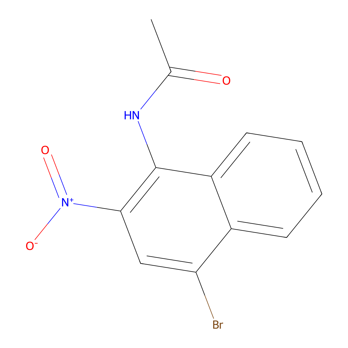 N-(4-bromo-2-nitronaphthalen-1-yl)acetamide molecular structure, CAS 7499-73-2