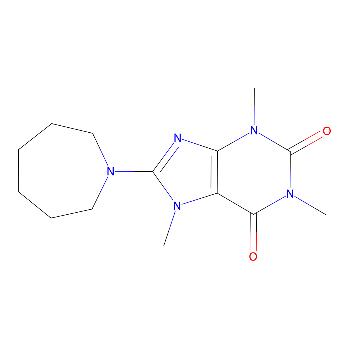 8-(Azepan-1-yl)-1,3,7-trimethylpurine-2,6-dione molecular structure, CAS 7499-89-0
