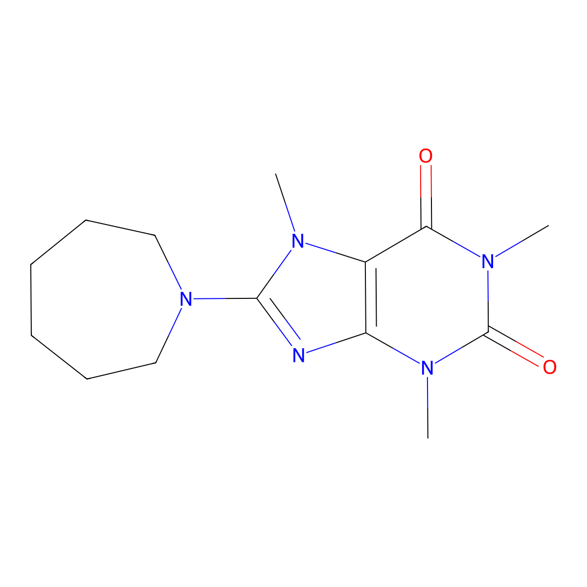 8-(Azepan-1-yl)-1,3,7-trimethylpurine-2,6-dione molecular structure, CAS 7499-89-0