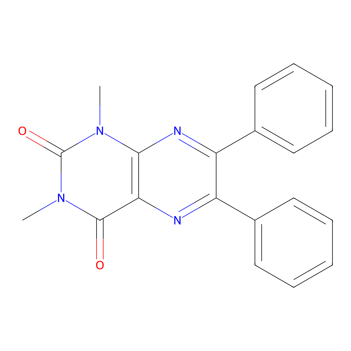 1,3-Dimethyl-6,7-diphenylpteridine-2,4-dione molecular structure, CAS 7499-94-7