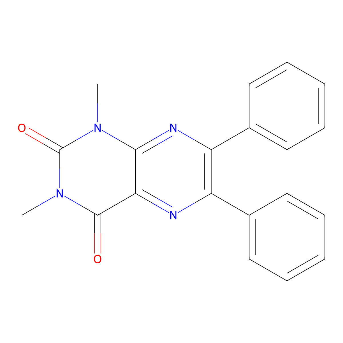 1,3-Dimethyl-6,7-diphenylpteridine-2,4-dione molecular structure, CAS 7499-94-7