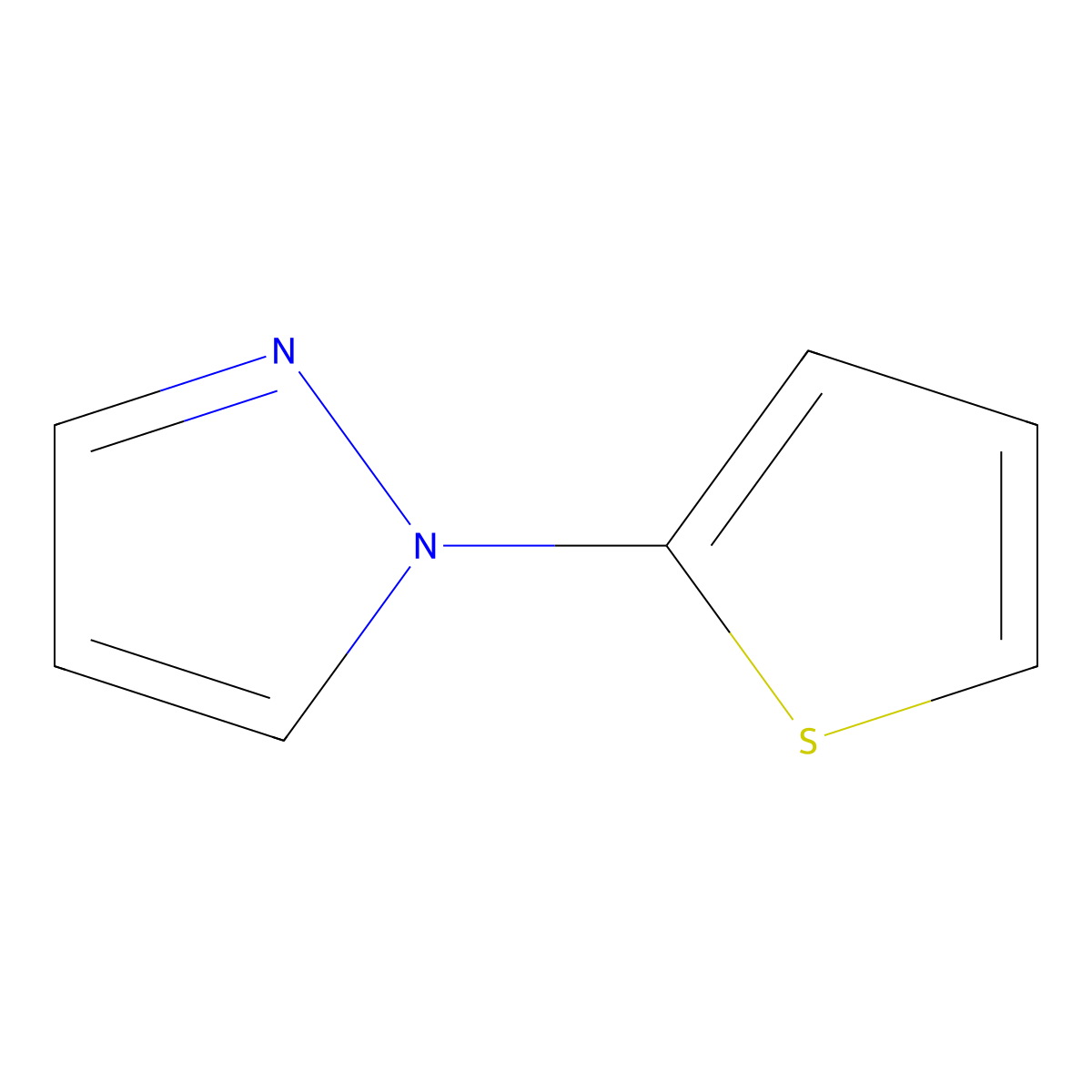 1-(Thiophen-2-yl)-1H-pyrazole molecular structure, CAS 74990-30-0