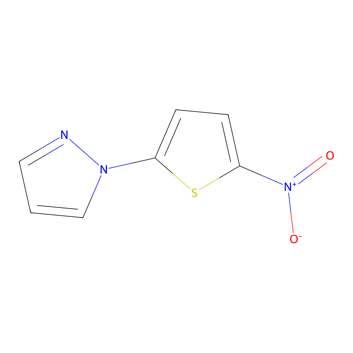 1-{5-nitro-2-thienyl}-1H-pyrazole molecular structure, CAS 74990-33-3