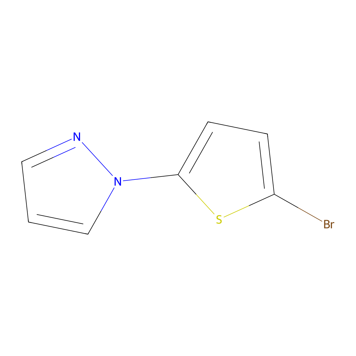 2-Bromo-5-(2-pyrazolyl)thiophene molecular structure, CAS 74990-37-7