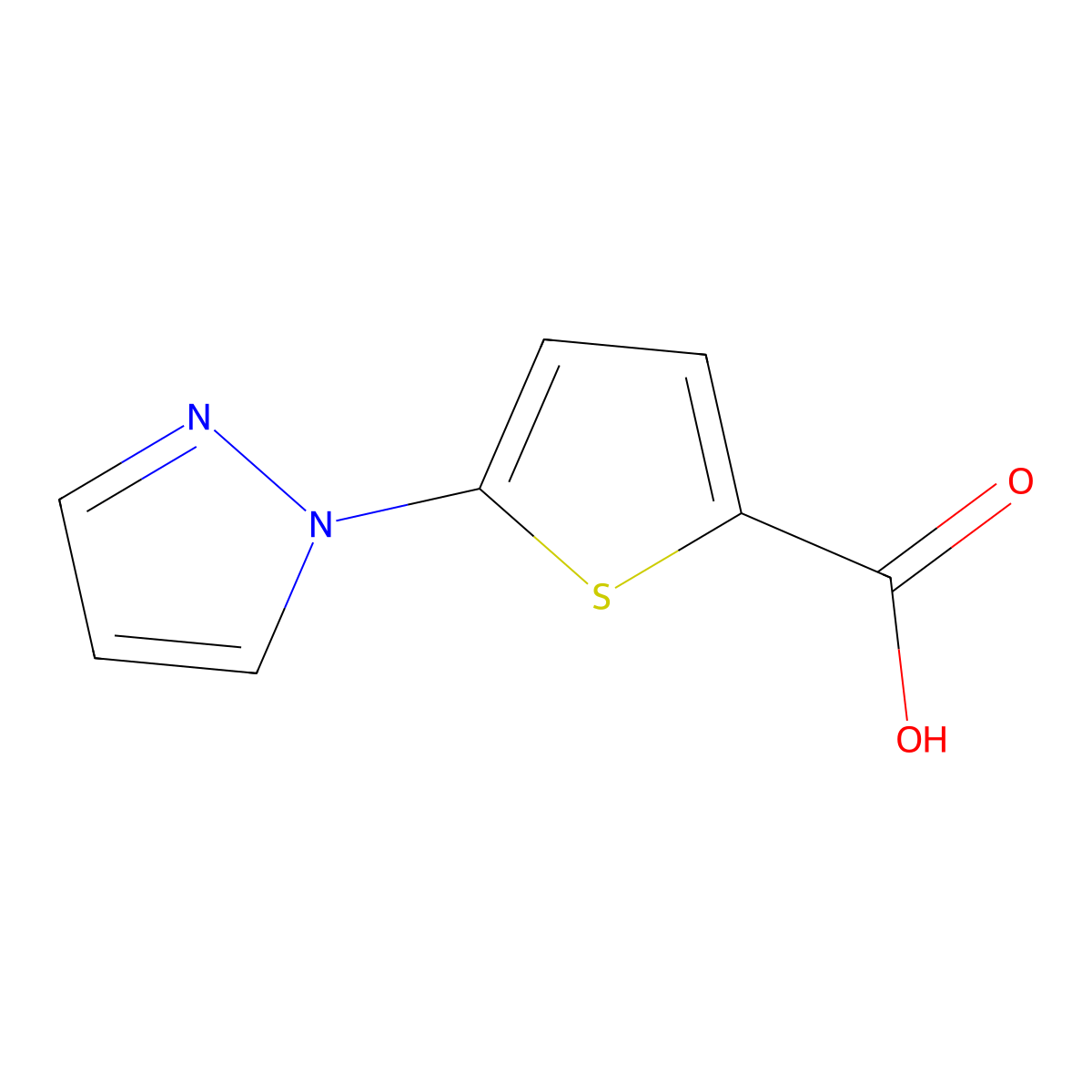 5-(1H-Pyrazol-1-yl)thiophene-2-carboxylic acid molecular structure, CAS 74990-40-2