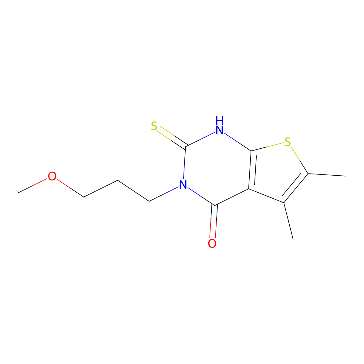 3-(3-methoxypropyl)-5,6-dimethyl-2-sulfanyl-3H,4H-thieno[2,3-d]pyrimidin-4-one molecular structure, CAS 749902-04-3