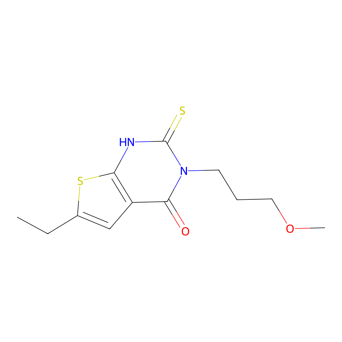 6-ethyl-3-(3-methoxypropyl)-2-sulfanyl-3H,4H-thieno[2,3-d]pyrimidin-4-one molecular structure, CAS 749902-05-4