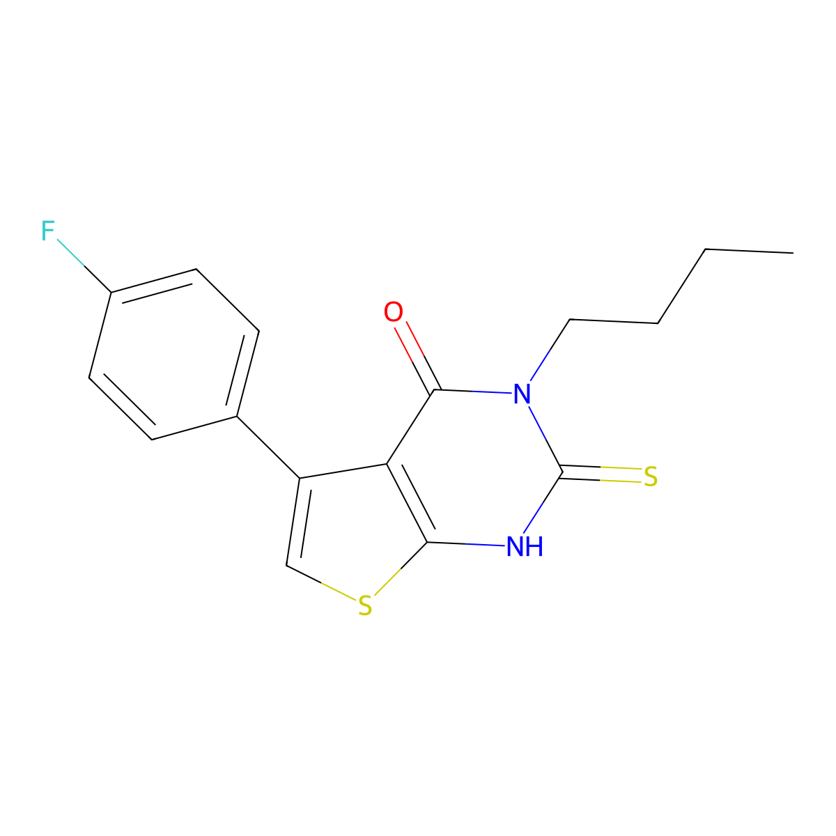 3-butyl-5-(4-fluorophenyl)-2-sulfanyl-3H,4H-thieno[2,3-d]pyrimidin-4-one molecular structure, CAS 749902-09-8