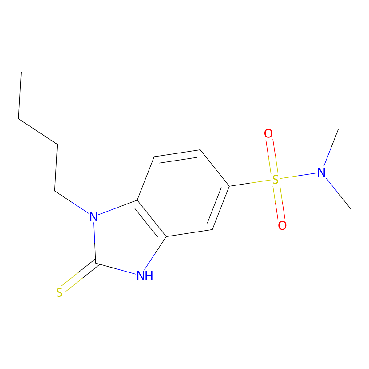 1-butyl-N,N-dimethyl-2-sulfanyl-1H-1,3-benzodiazole-5-sulfonamide molecular structure, CAS 749902-32-7