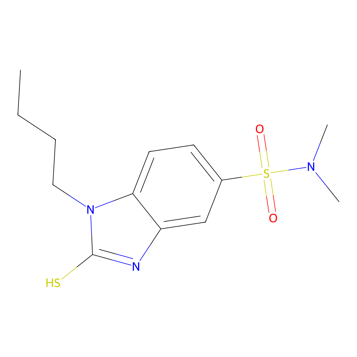 1-butyl-N,N-dimethyl-2-sulfanyl-1H-1,3-benzodiazole-5-sulfonamide molecular structure, CAS 749902-32-7