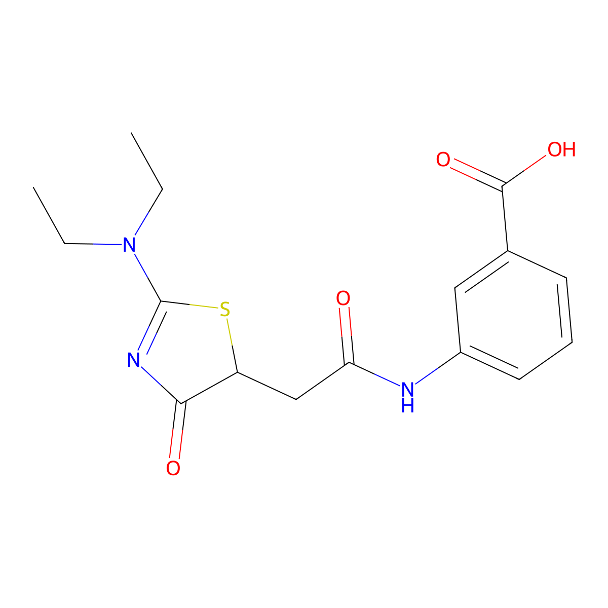 3-{2-[2-(Diethylamino)-4-oxo-4,5-dihydro-1,3-thiazol-5-yl]acetamido}benzoic acid molecular structure, CAS 749902-44-1