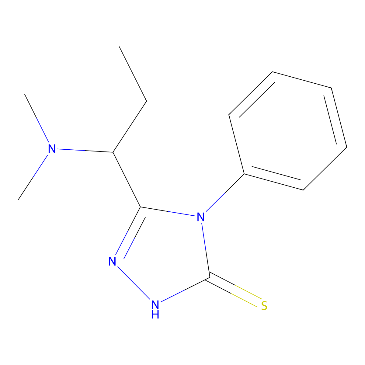 5-[1-(dimethylamino)propyl]-4-phenyl-4H-1,2,4-triazole-3-thiol molecular structure, CAS 749906-81-8