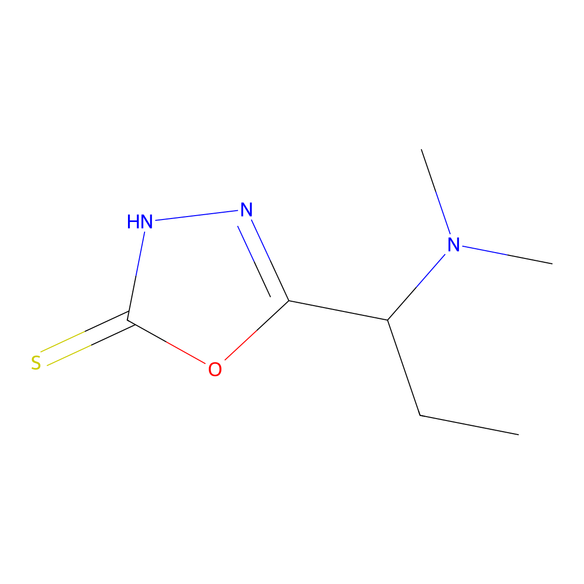 5-[1-(Dimethylamino)propyl]-1,3,4-oxadiazole-2-thiol molecular structure, CAS 749906-86-3